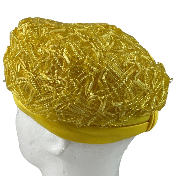Vintage 1940s Textured Yellow Turban Genie Style Mid Century Glamour Cottagecore main image 8